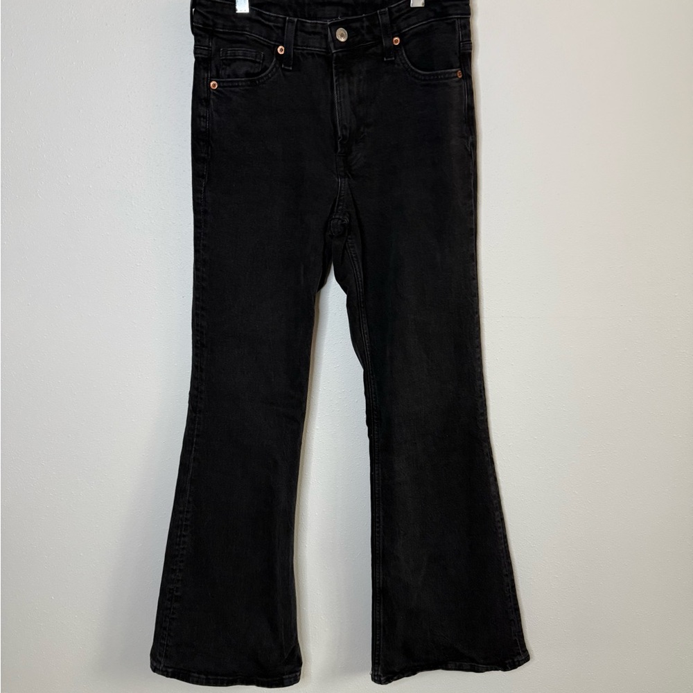 H&M &Denim Black High Rise Flare Jeans Size 4